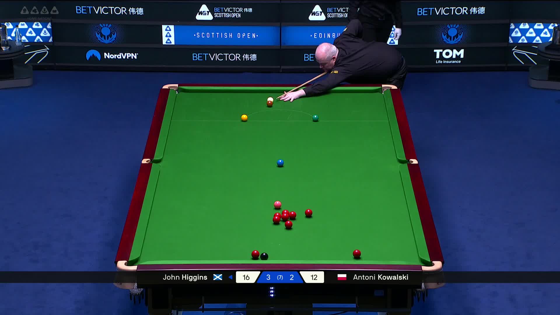 2025斯诺克苏格兰公开赛 约翰·希金斯 VS 安东尼·科瓦斯基 第六局