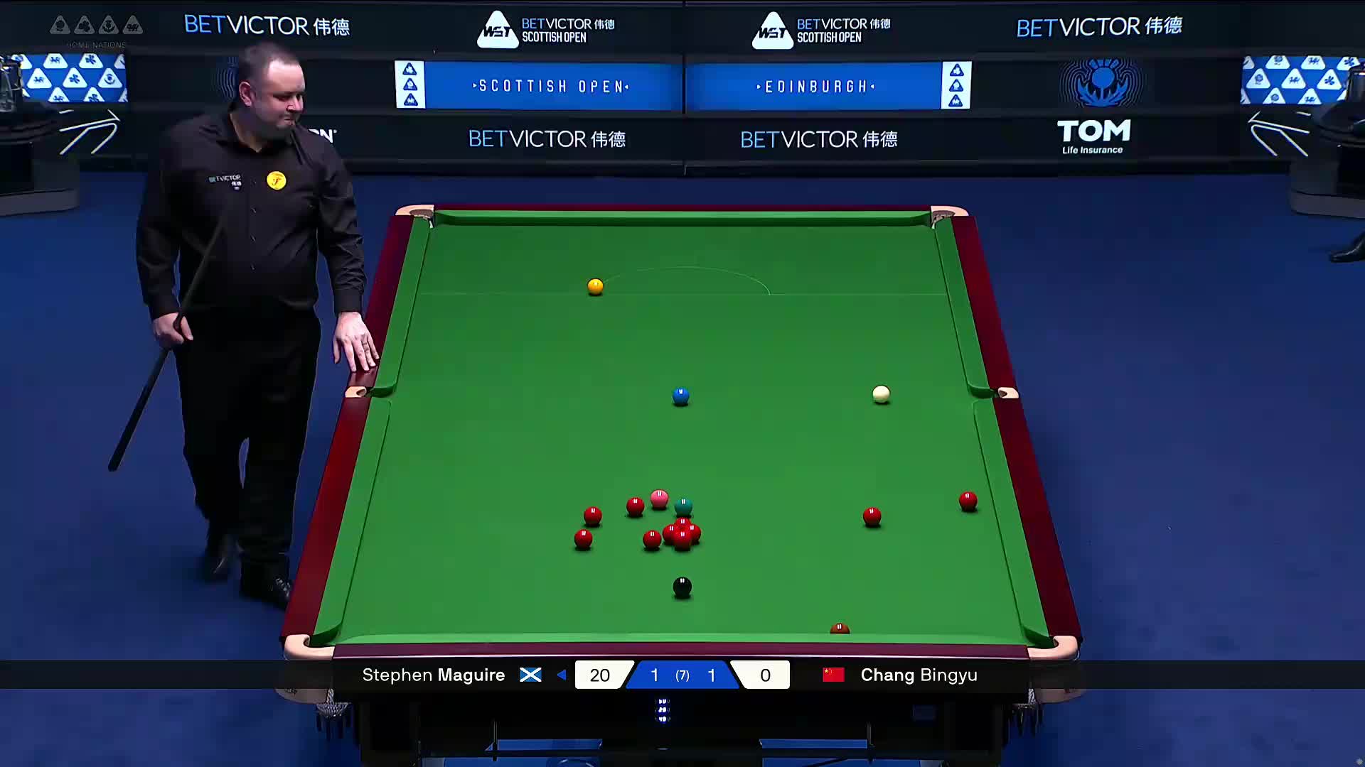 2025斯诺克苏格兰公开赛 斯蒂芬·马奎尔 VS 常冰玉 第三局