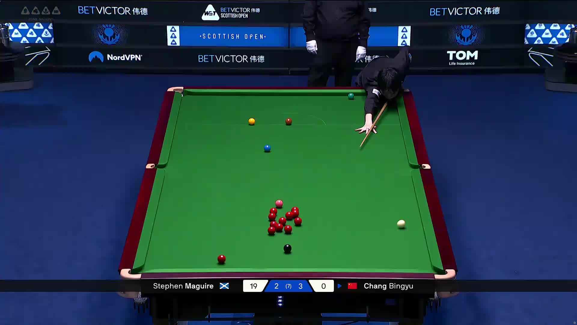 2025斯诺克苏格兰公开赛 斯蒂芬·马奎尔 VS 常冰玉 第六局