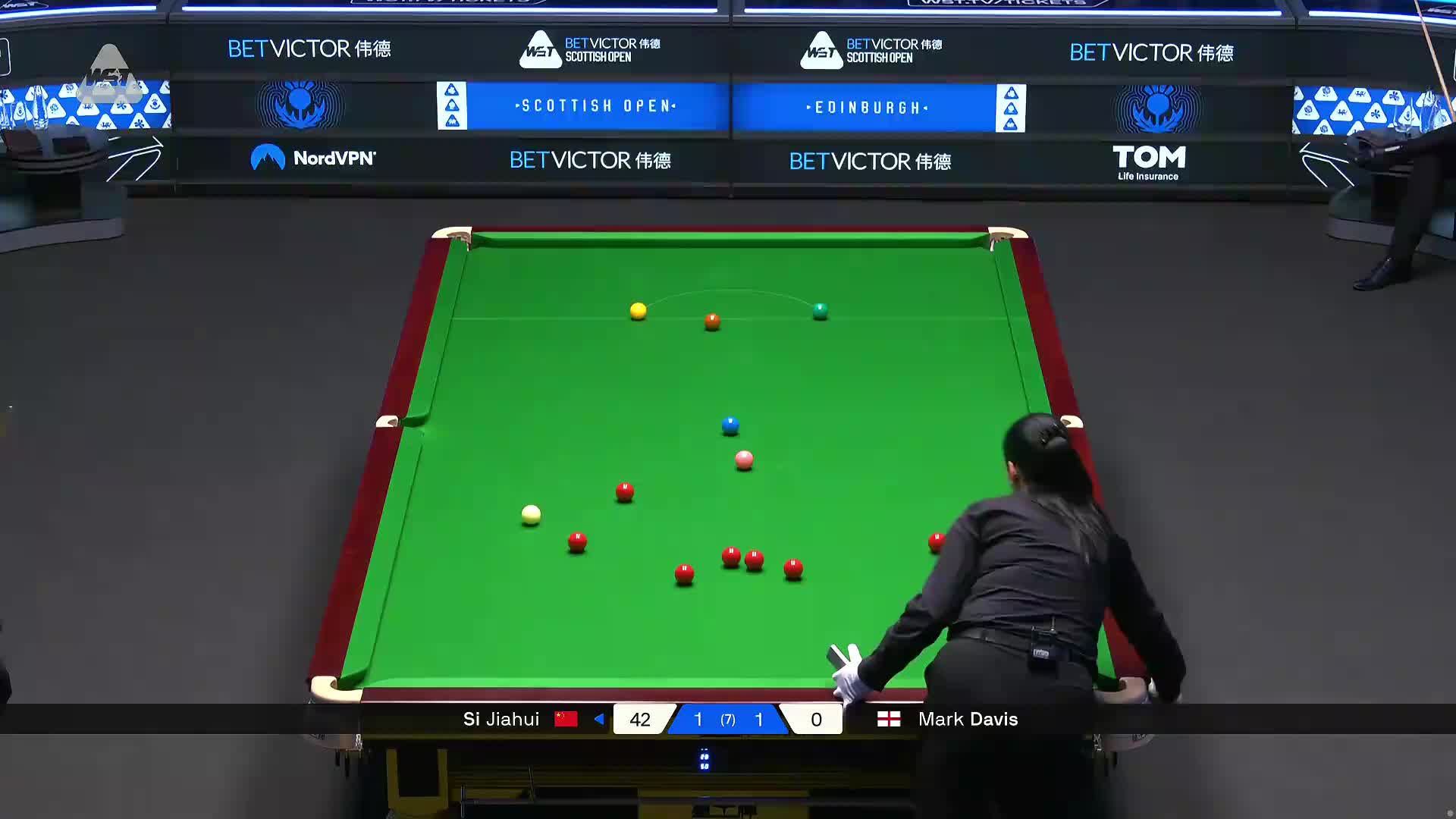 2025斯诺克苏格兰公开赛 斯佳辉 VS 马克·戴维斯 第三局