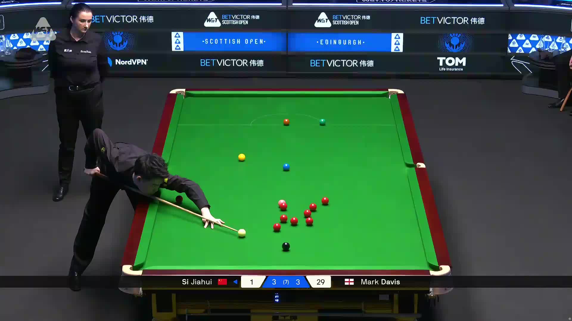 2025斯诺克苏格兰公开赛 斯佳辉 VS 马克·戴维斯 第七局