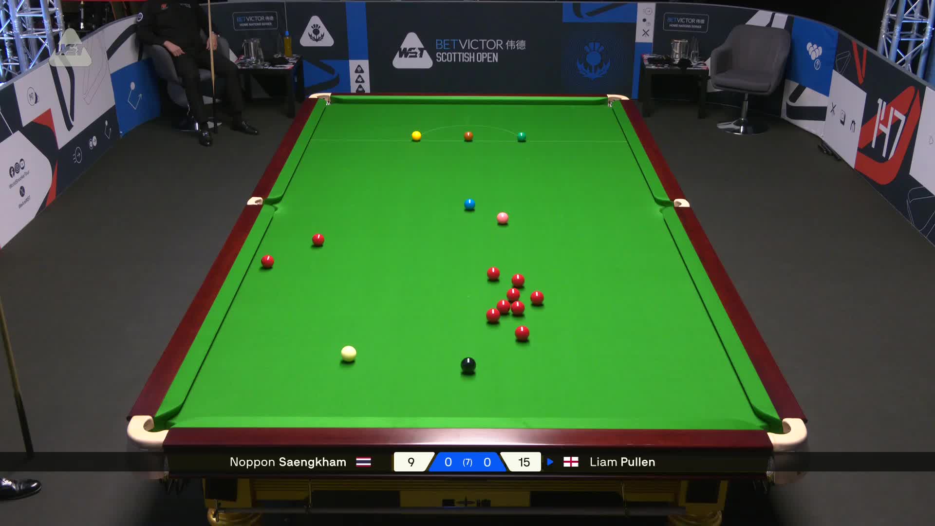 2025斯诺克苏格兰公开赛 诺鹏·桑坎姆 VS 利亚姆·普伦 第一局