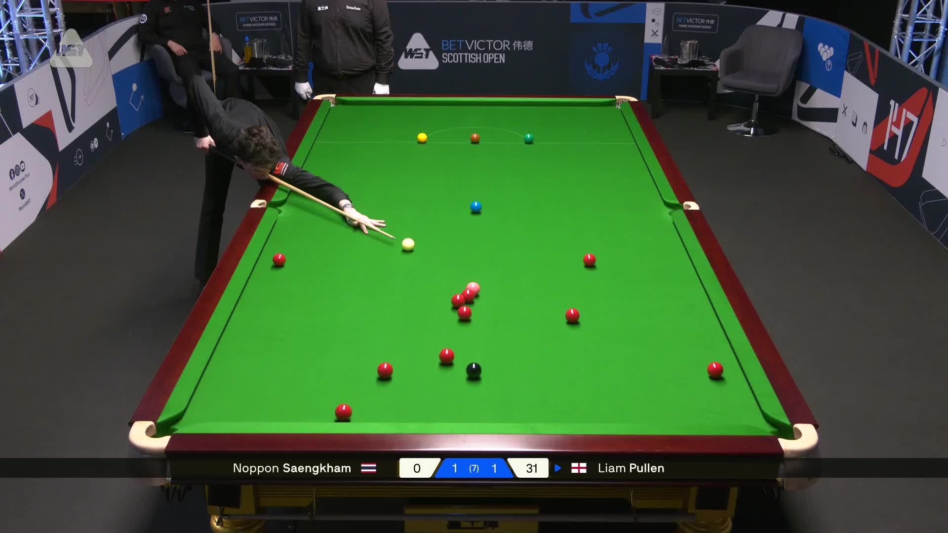 2025斯诺克苏格兰公开赛 诺鹏·桑坎姆 VS 利亚姆·普伦 第三局