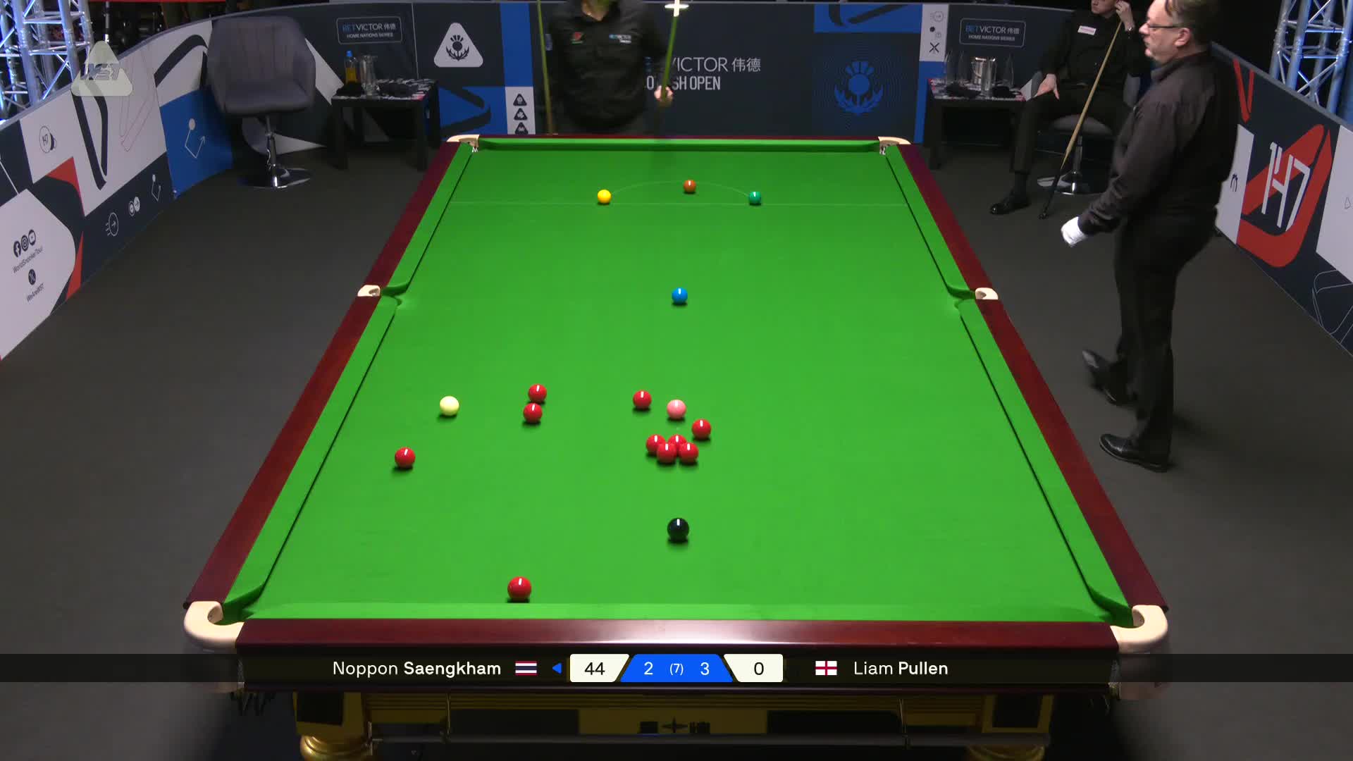 2025斯诺克苏格兰公开赛 诺鹏·桑坎姆 VS 利亚姆·普伦 第六局