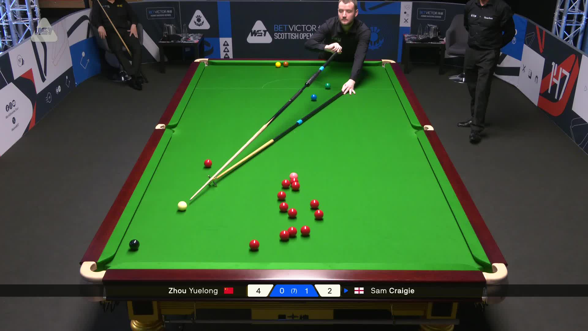 2025苏格兰公开赛 周跃龙 VS 山姆·克雷吉 第二局