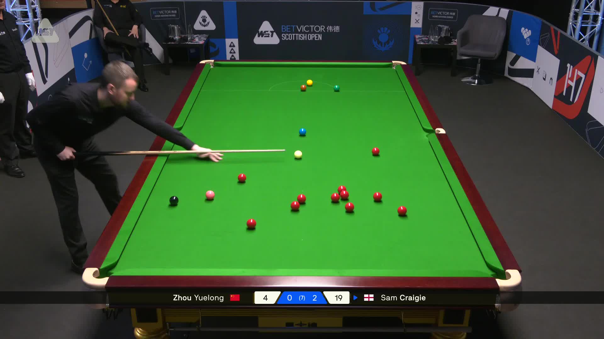 2025苏格兰公开赛 周跃龙 VS 山姆·克雷吉 第三局