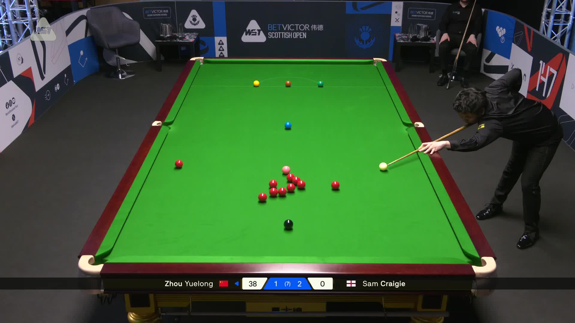 2025苏格兰公开赛 周跃龙 VS 山姆·克雷吉 第四局