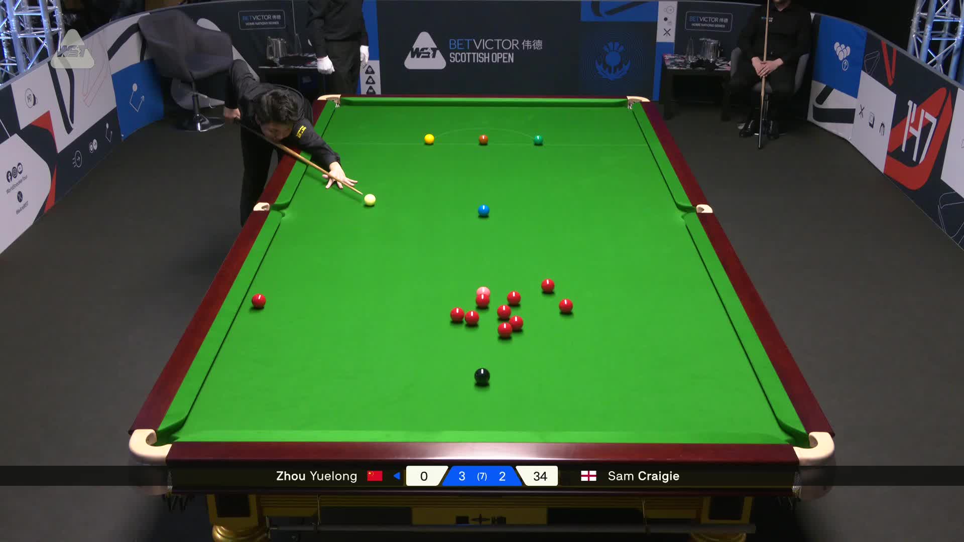 2025苏格兰公开赛 周跃龙 VS 山姆·克雷吉 第六局