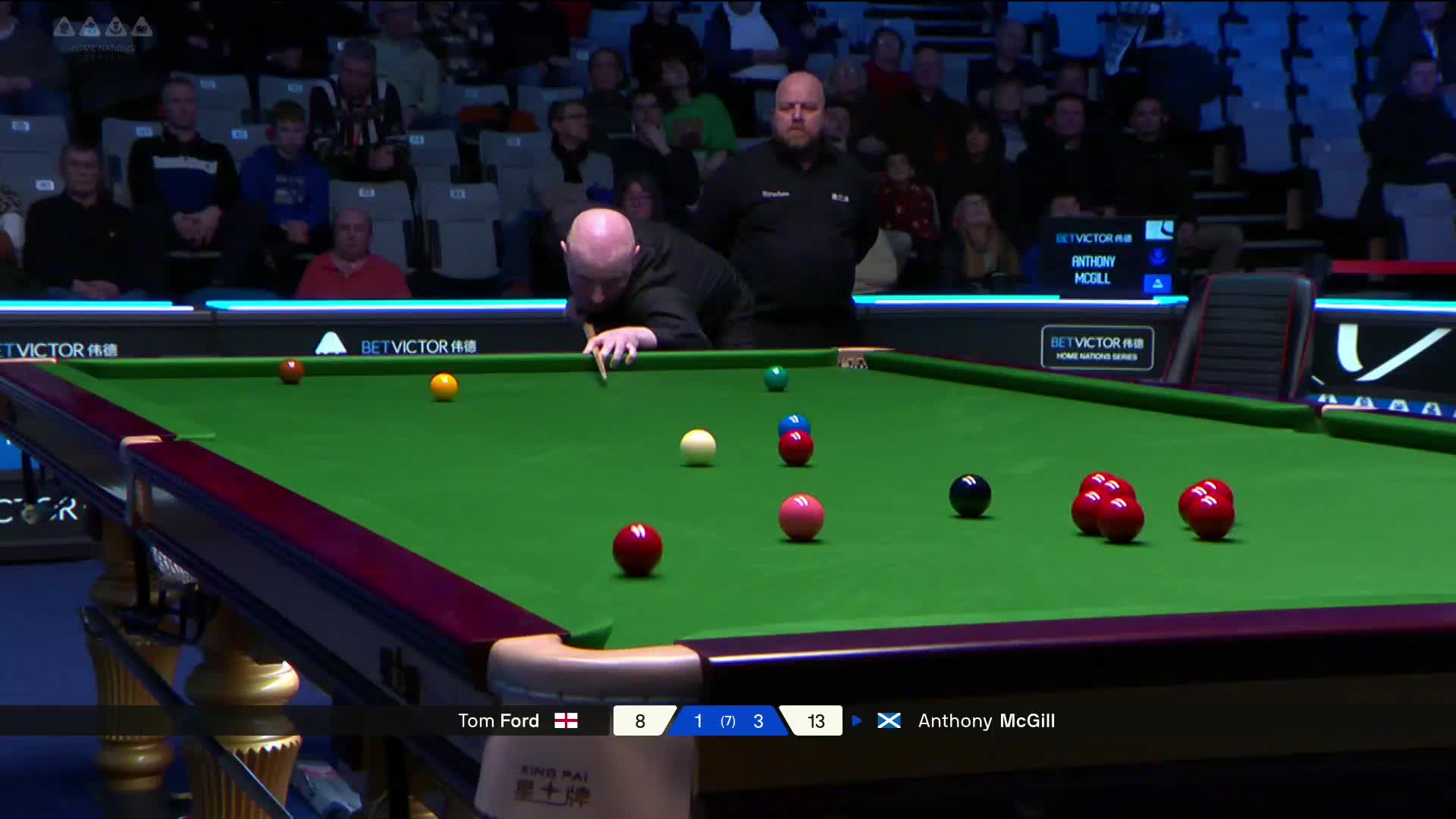 2025苏格兰公开赛 汤姆·福德 VS 安东尼·麦克吉尔 第五局