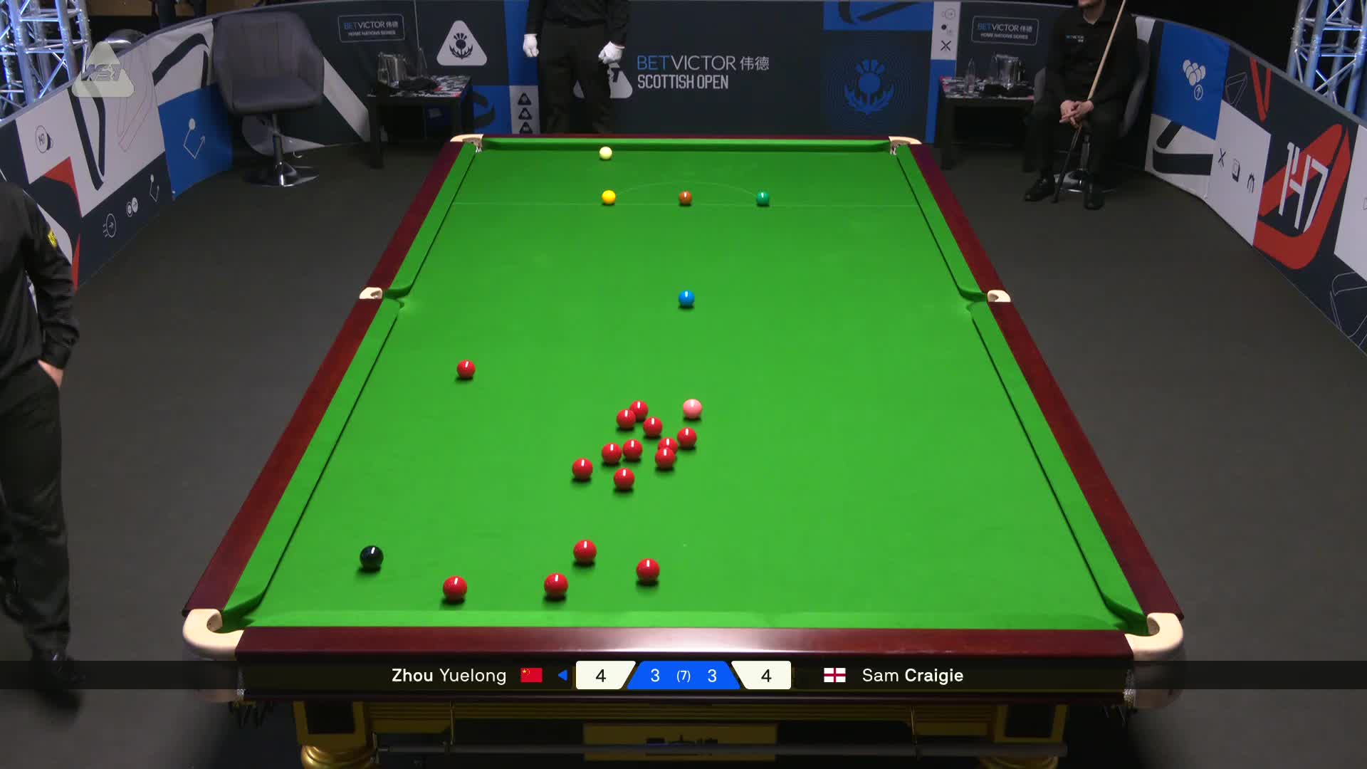 2025苏格兰公开赛 周跃龙 VS 山姆·克雷吉 第七局