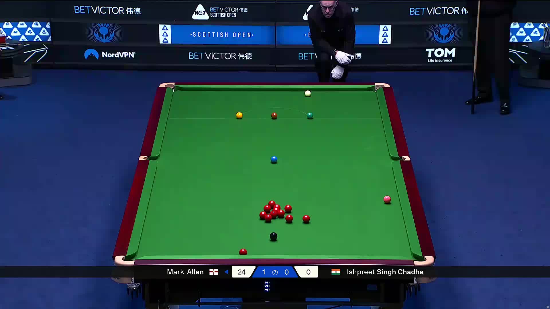 2025苏格兰公开赛 马克·艾伦 VS 伊什普利特·辛格·查达 第二局