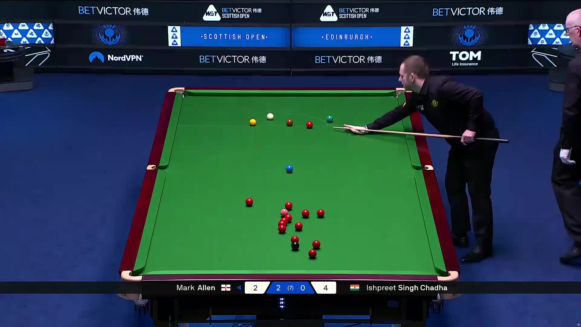 2025苏格兰公开赛 马克·艾伦 VS 伊什普利特·辛格·查达 第三局