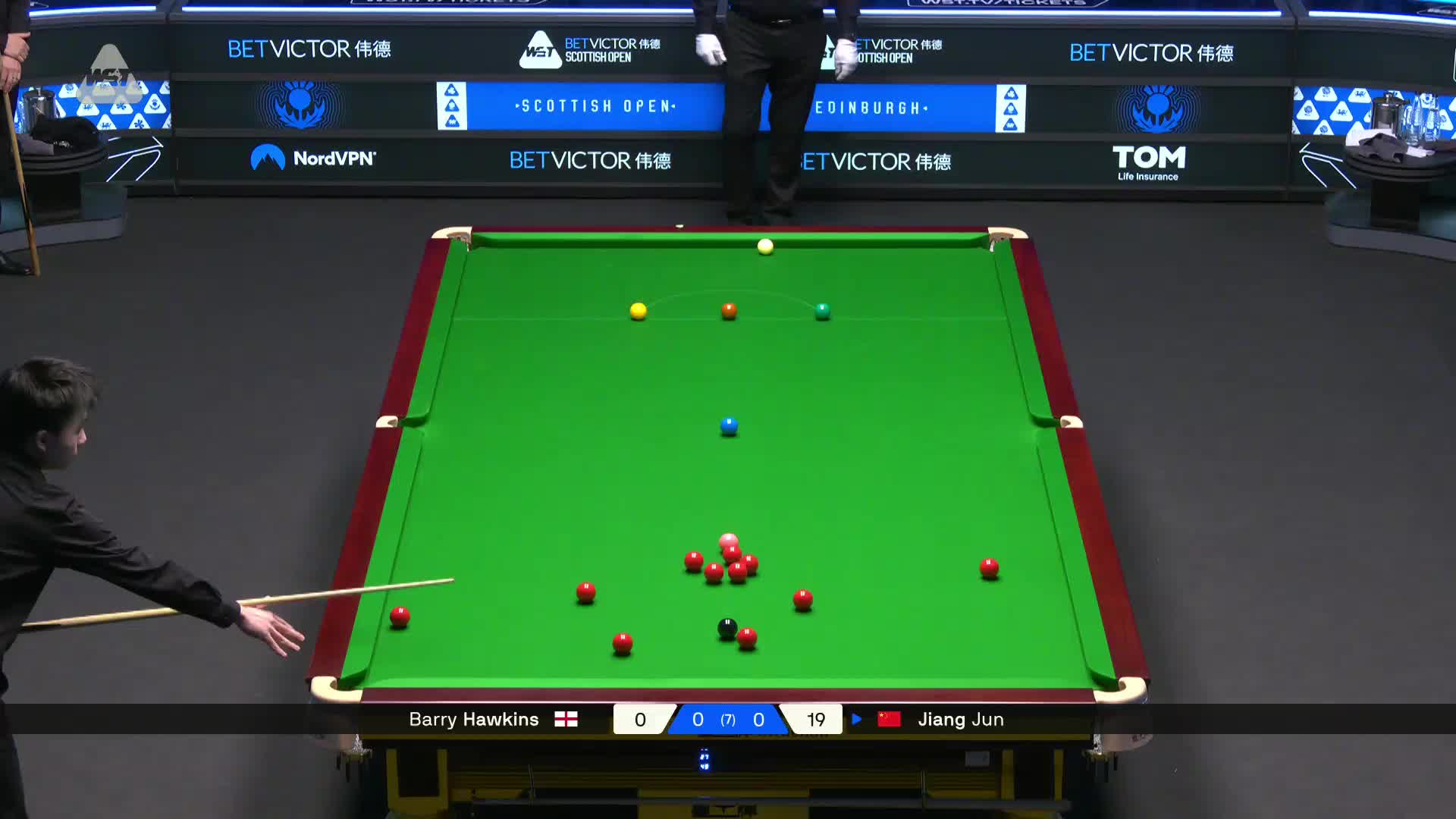 2025苏格兰公开赛 巴里·霍金斯 VS 江俊 第一局