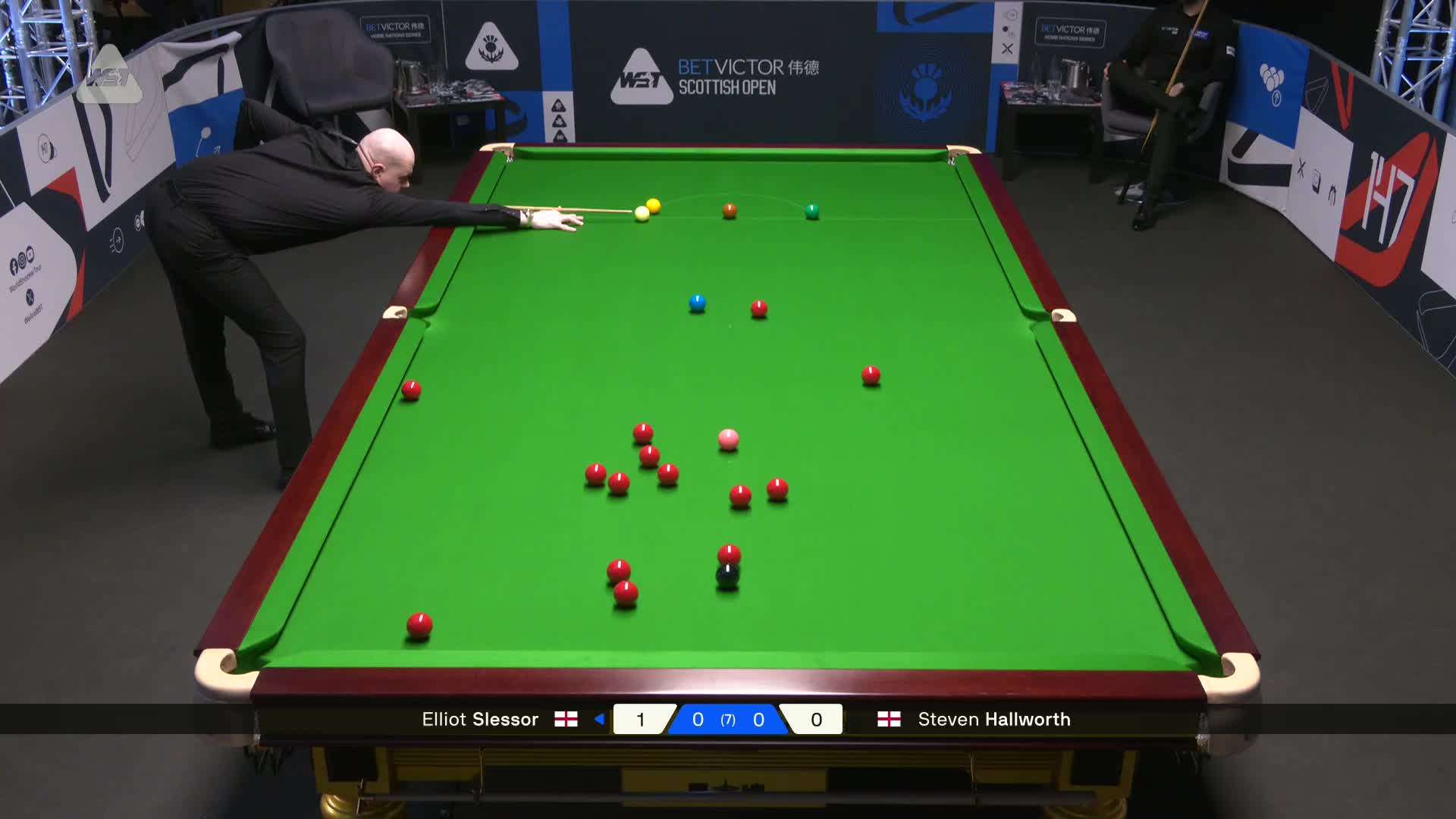 2025苏格兰公开赛  艾利奥特·斯莱瑟 vs 史蒂文·霍尔沃斯 第一局
