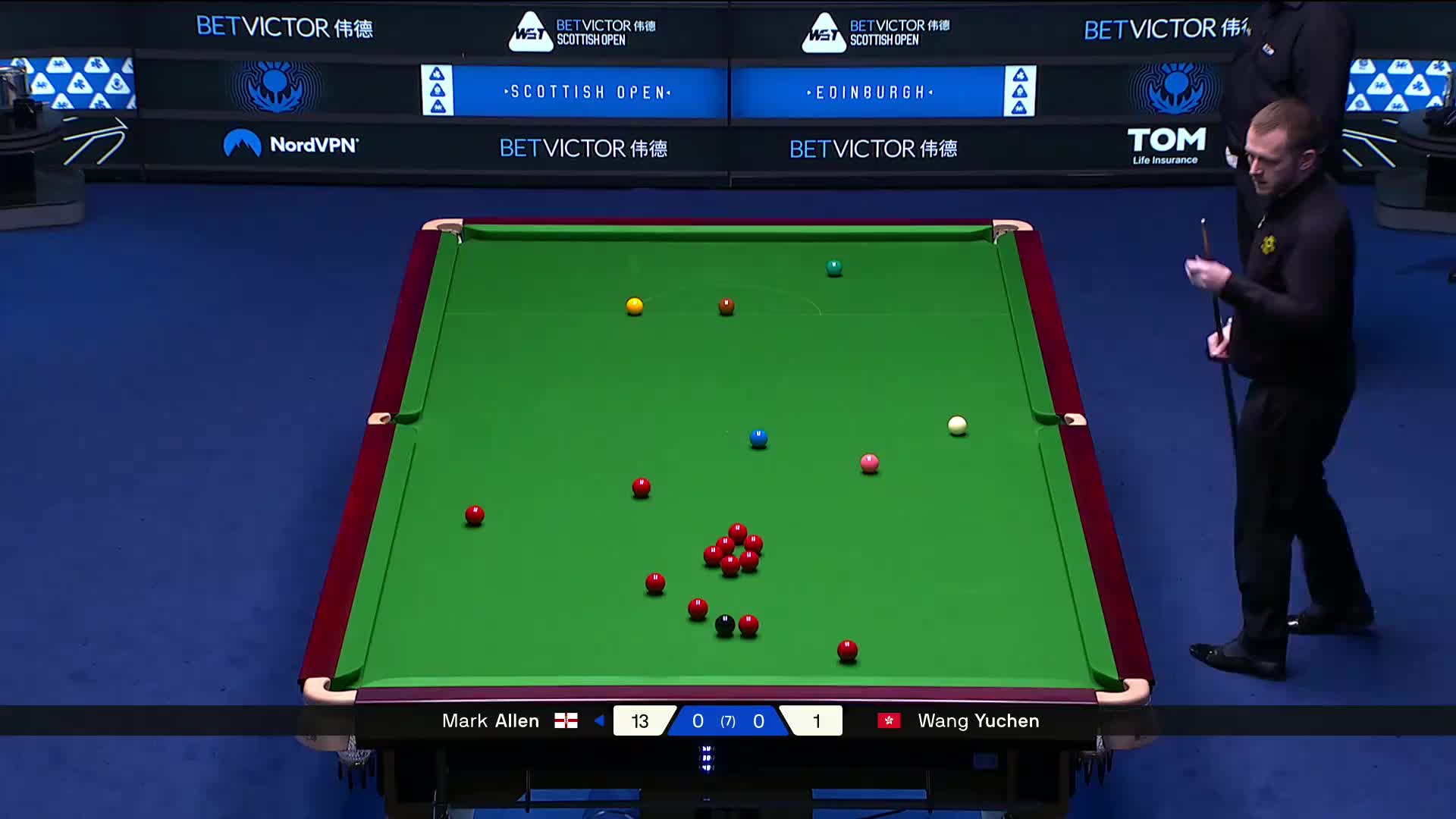 2025苏格兰公开赛 马克·艾伦 VS 王雨晨 第一局