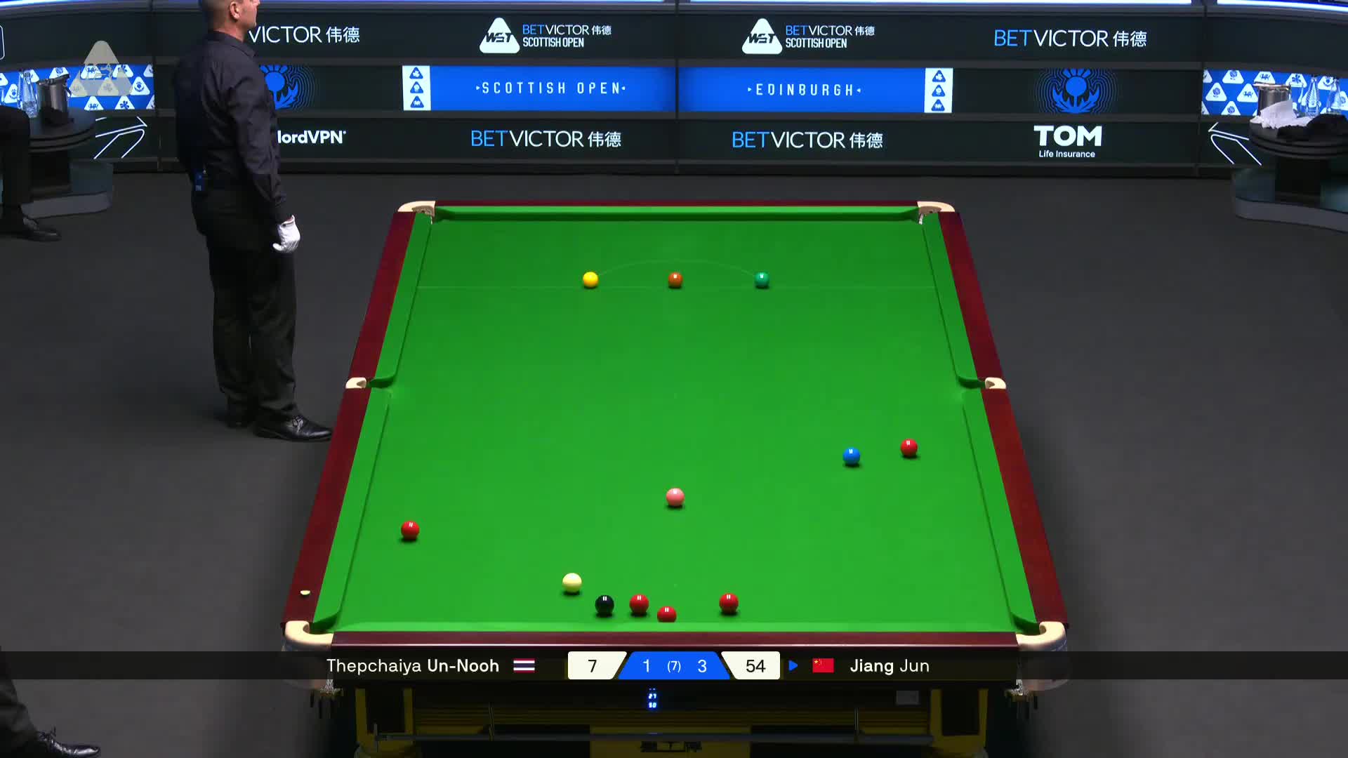 2025苏格兰公开赛 塔猜亚·乌诺 VS 江俊 第五局