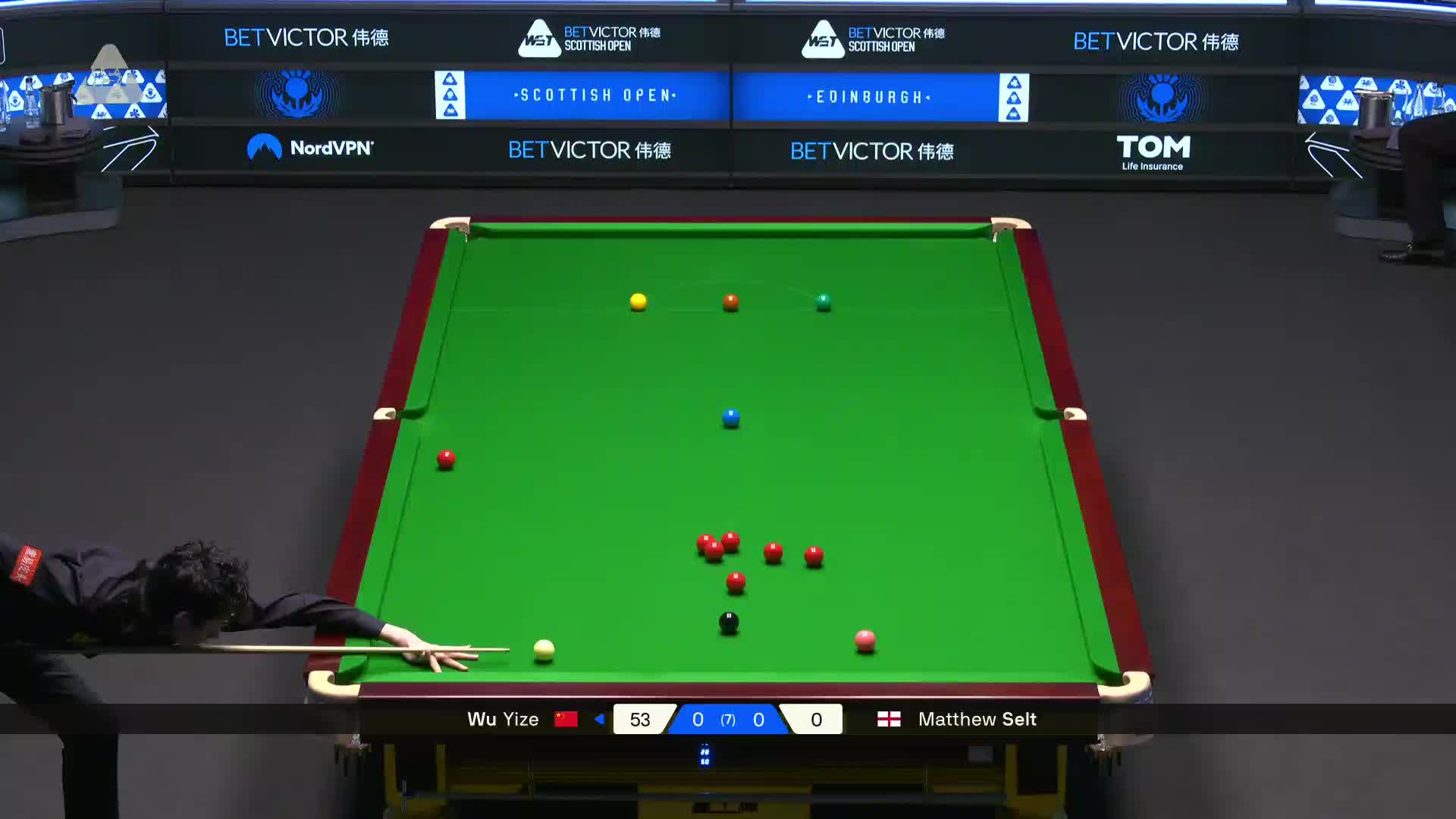 2025苏格兰公开赛	吴宜泽VS马修·塞尔特 第一局