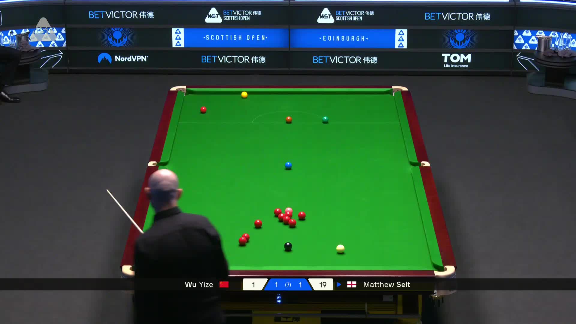 2025苏格兰公开赛 吴宜泽VS马修·塞尔特 第三局