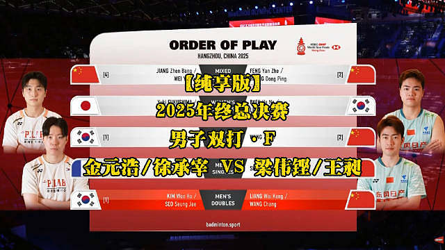 梁伟铿/王昶 VS 金元浩/徐承宰 2025年终总决赛 男双F【纯享版】 ​​​