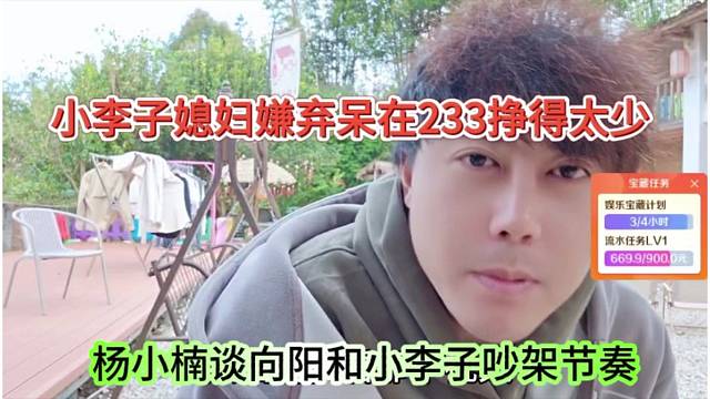杨小楠谈向阳和小李子吵架节奏，媳妇嫌弃待在233挣得少？