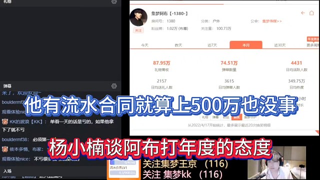 他有流水合同就算上500万也没事，杨小楠谈阿布打年度的态度！