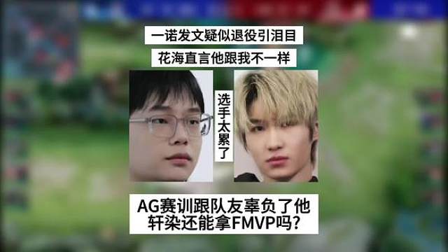 一诺发文疑似退役引泪目，花海只要他跟我不一样，AG赛训跟队友辜负了他