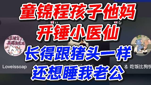 童锦程孩子他妈开锤小医仙！长得跟猪头一样还想睡我老公