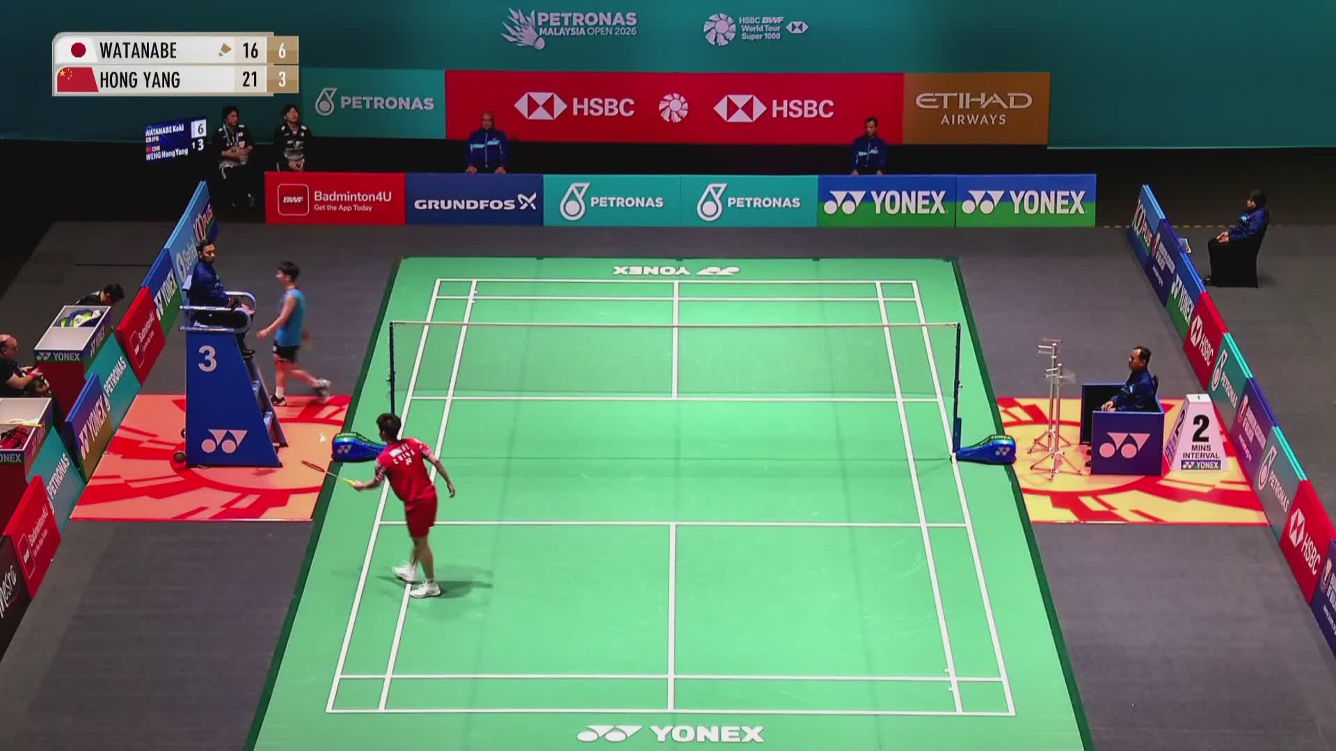 【第二局】男单 渡边航贵VS翁泓阳 2026马来西亚羽毛球公开赛