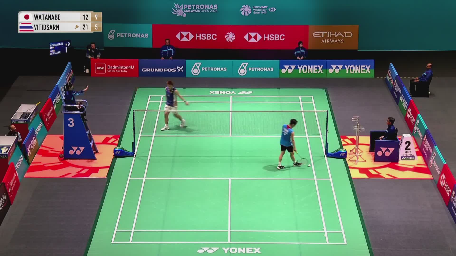 【第二局】男单 渡边航贵VS昆拉武特 2026马来西亚羽毛球公开赛