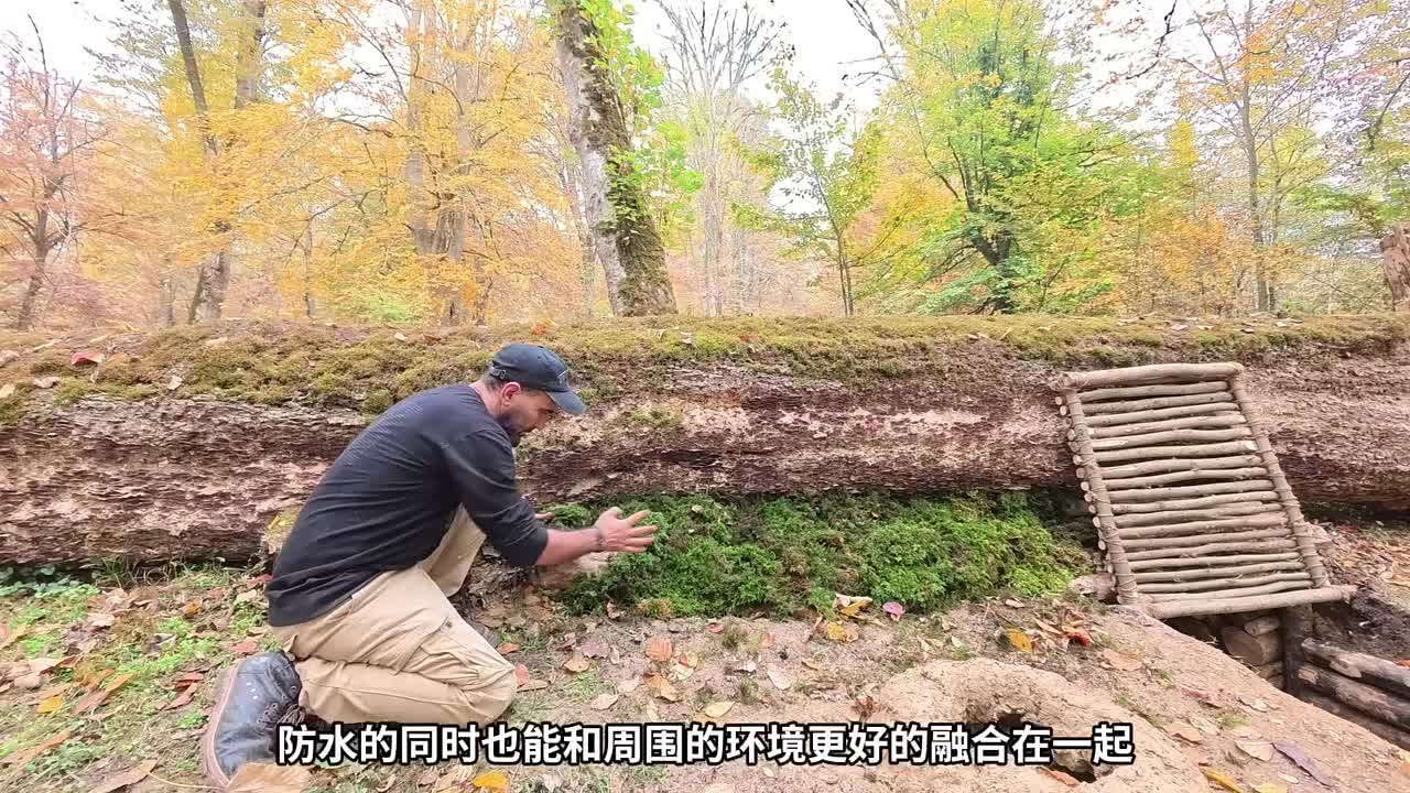 第2集：荒芜人烟的野外，男人在枯木下搭建了舒适的小屋