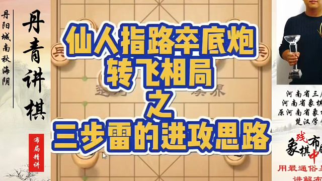 仙人指路卒底炮转飞相局之三步雷的进攻思路！黄丹青象棋课程！
