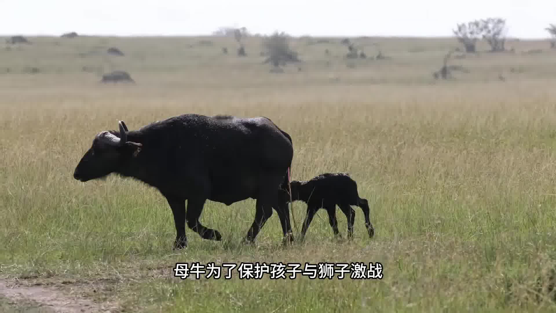 落单小水牛遇到雄狮