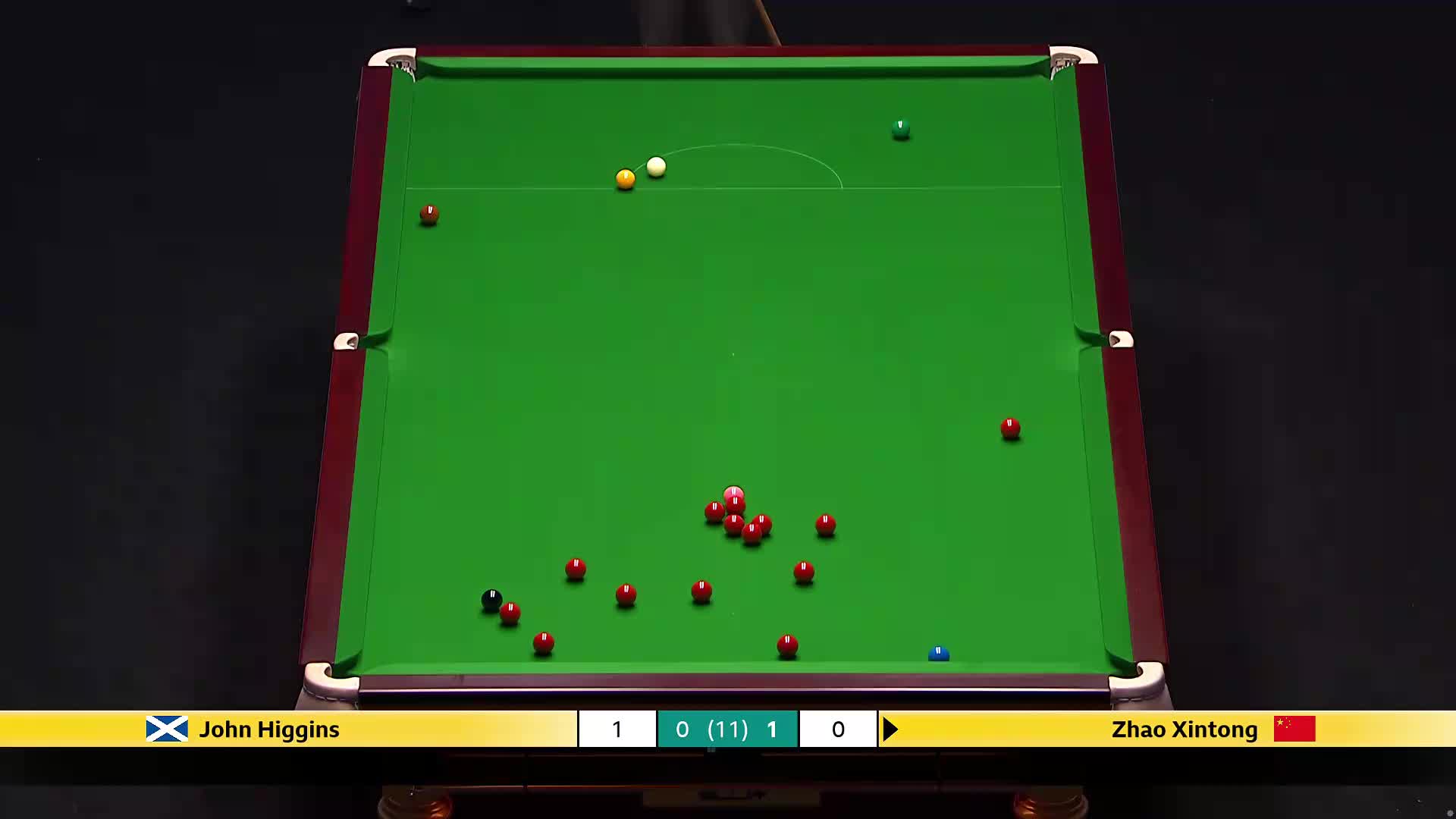 约翰·希金斯VS赵心童 2026斯诺克大师赛