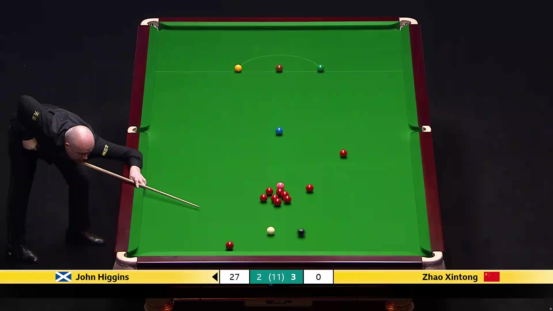 约翰·希金斯VS赵心童 2026斯诺克大师赛