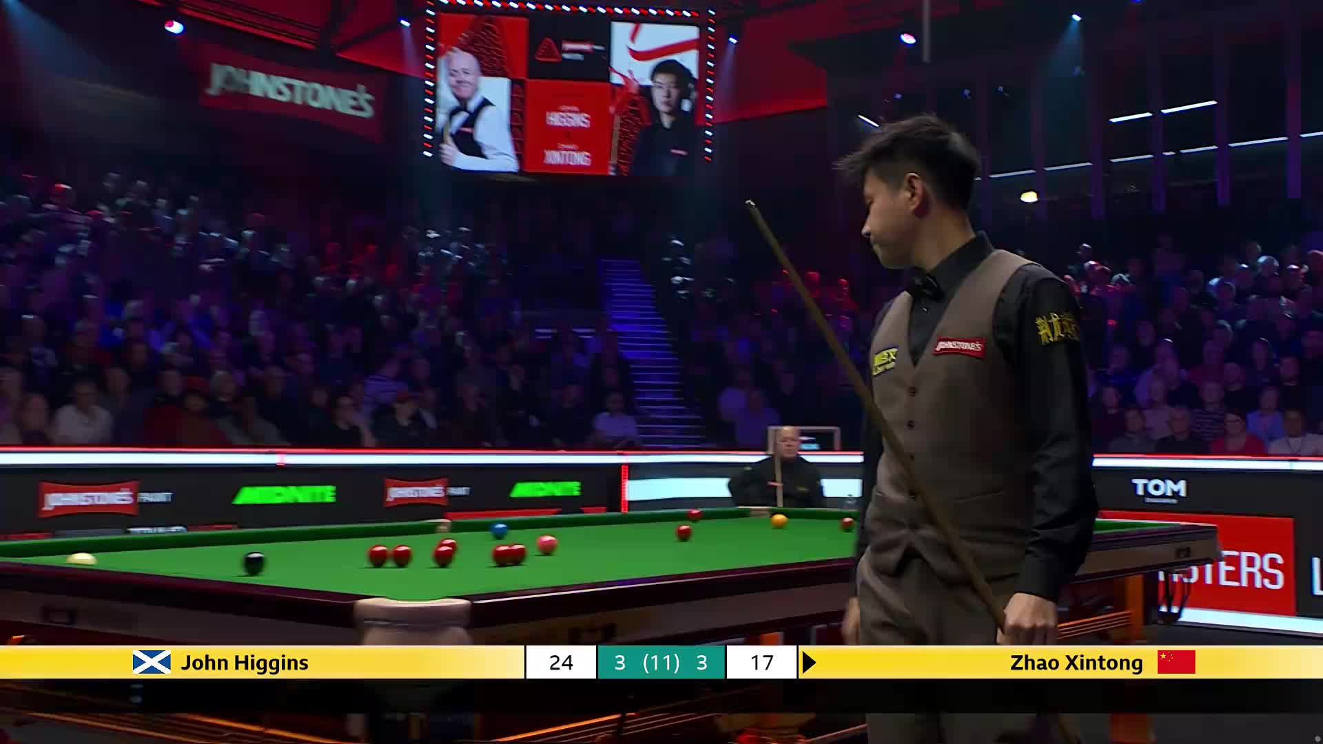 约翰·希金斯VS赵心童 2026斯诺克大师赛