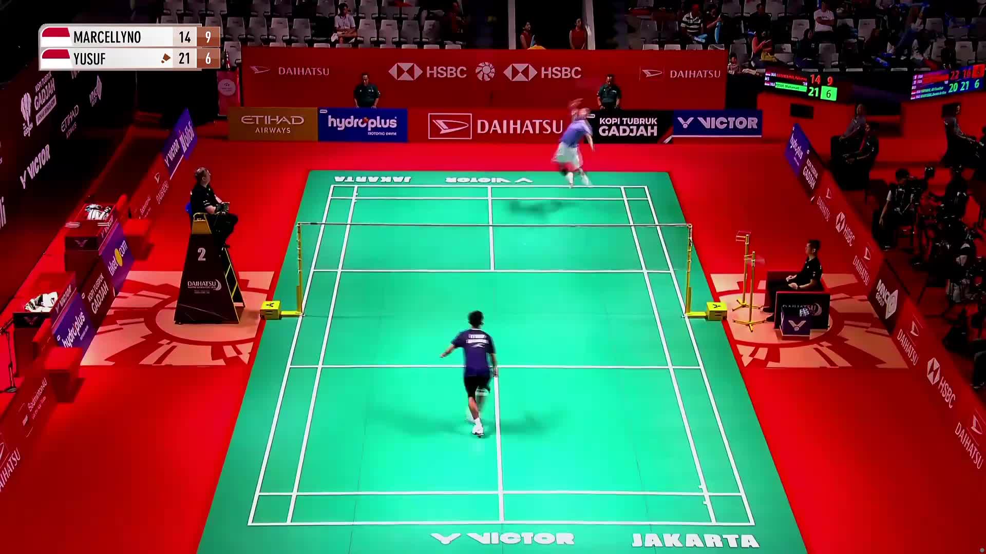 男单 马塞利诺	vs 尤索夫  2026印尼羽毛球大师赛