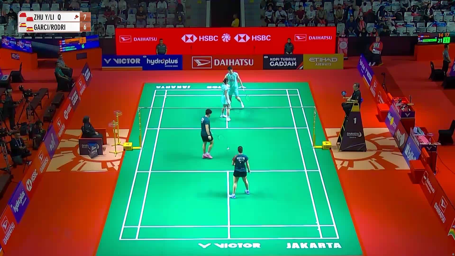 混双	朱一珺/李茜 vs 加西亚/露西娅	2026印尼羽毛球大师赛