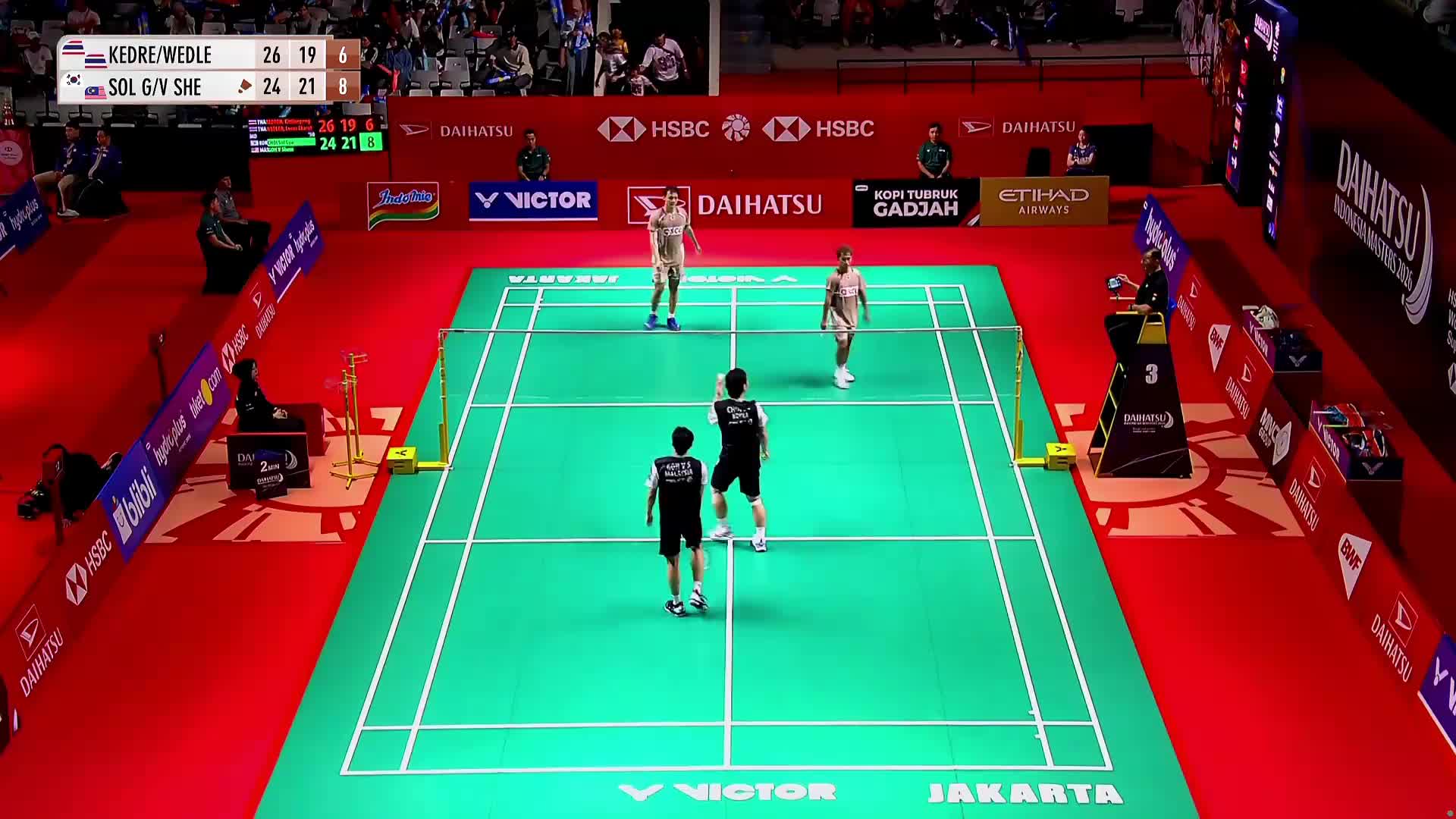 男双  吉丁努蓬/韦德勒 vs 崔率圭/吴蔚昇  2026印尼羽毛球大师赛