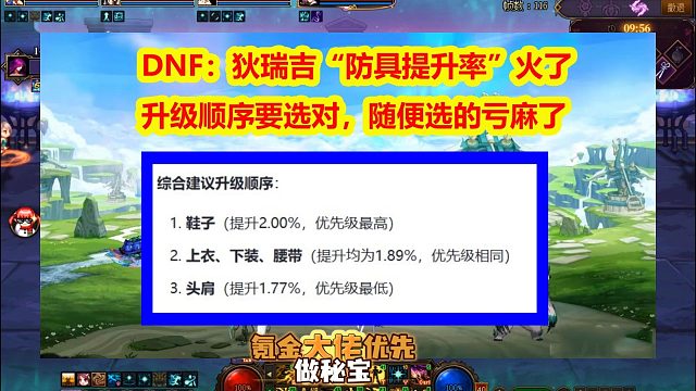 DNF：狄瑞吉“防具提升率”火了！升级顺序要选对