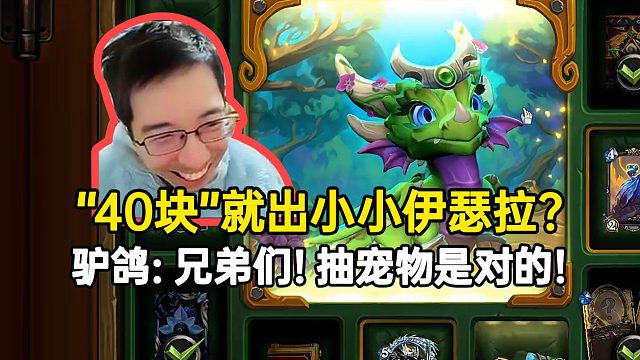 驴鸽“40块”抽出伊瑟拉宠物开心得一笔：兄弟们抽宠物是对的！