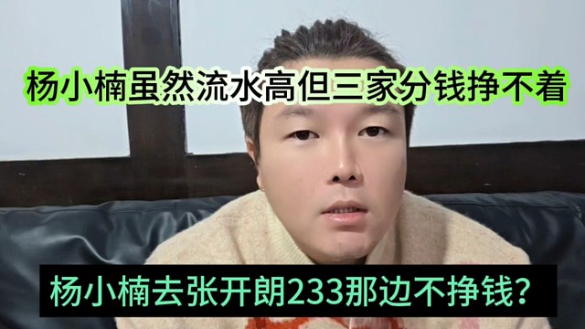 杨小楠去张开朗233那边不挣钱？阿布分析杨小楠流水高，但是三家分钱他挣不到了