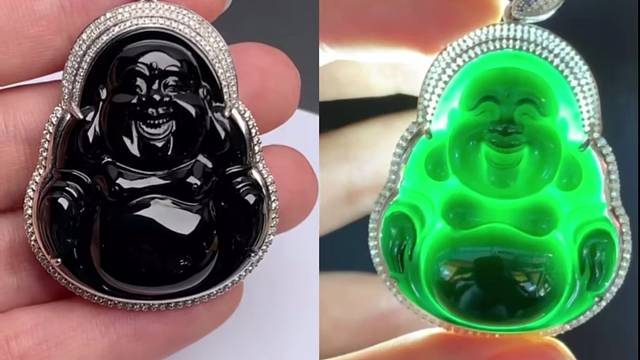 18K金镶嵌墨翠佛公