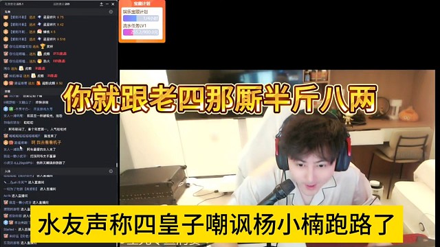 水友声称四皇子嘲讽杨小楠跑路，你就跟老四那样半斤八两