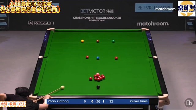 1.22最新冠军联赛喜报！赵心童超高质量单杆破百成功晋级！#赵心童 #冠军联赛 #斯诺克冠军联赛