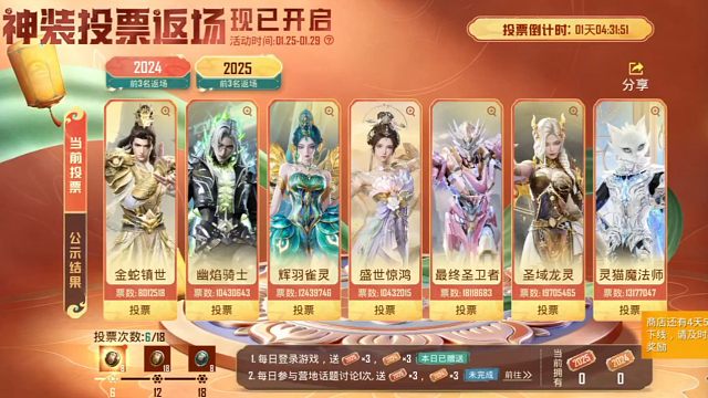 哇，和平这个神装开启投票返场了，有一些挺好看的，但也只能看看，太贵了