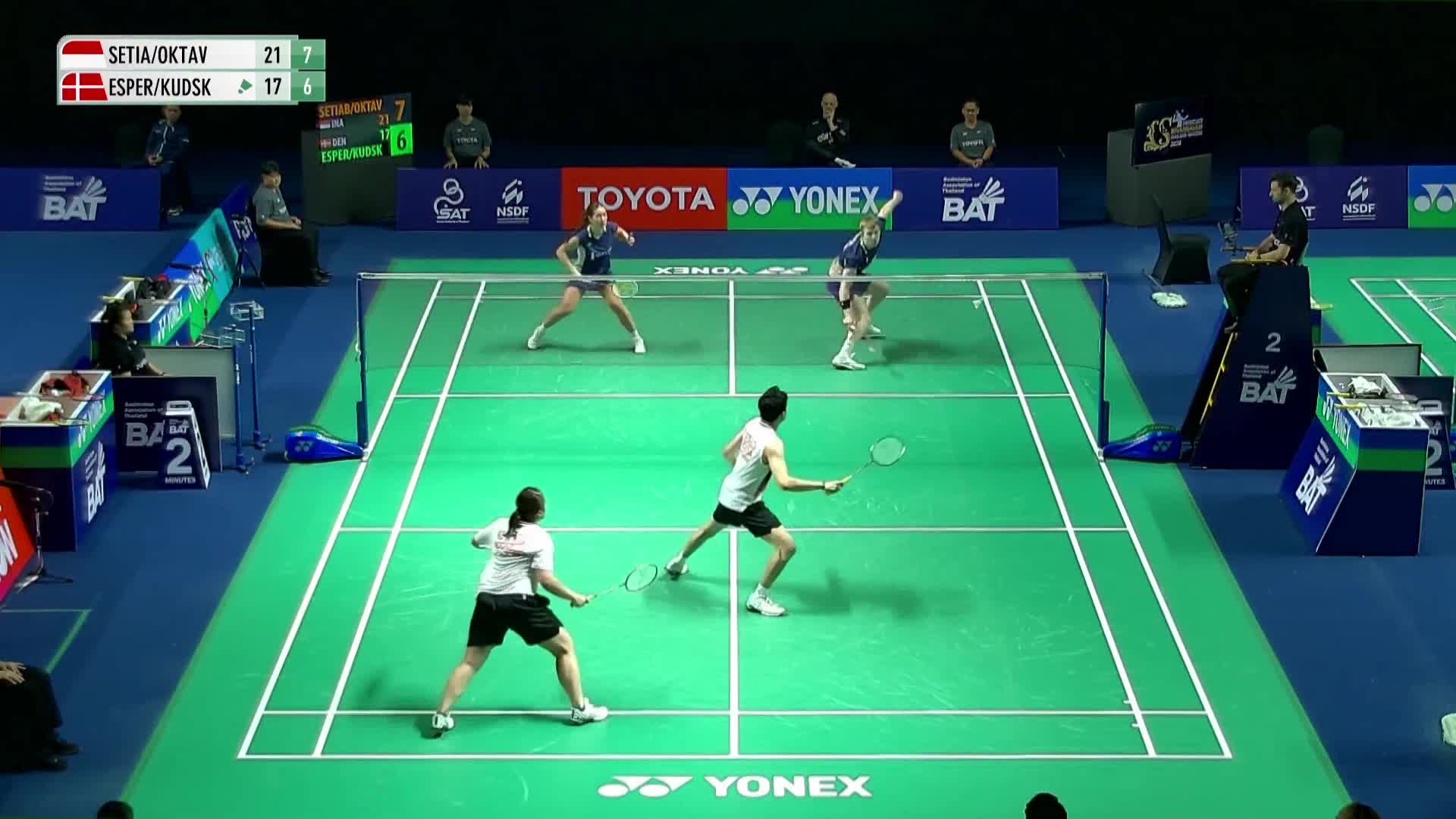 混双	塞蒂亚布迪/梅拉蒂vs埃斯珀森/阿玛莉 1/4赛 2026泰国羽毛球大师赛