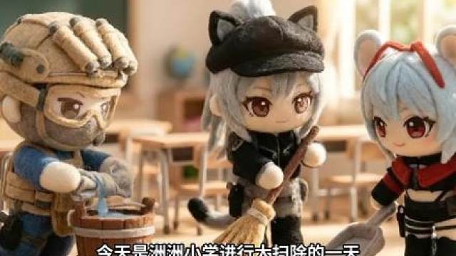 今天的洲洲小学进行大扫除的一天