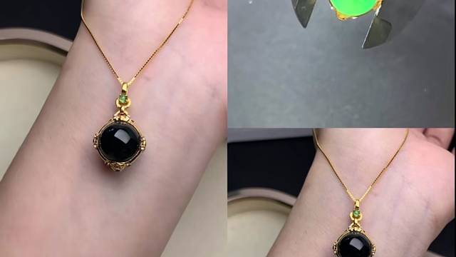 18K金镶嵌墨翠时来运转