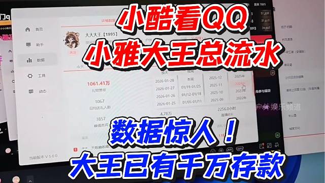小酷看QQ小雅大王总流水数据惊人！大王已有千万存款