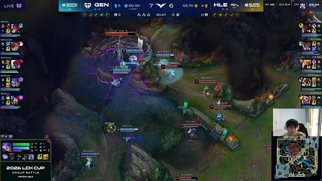 小天结束LCK比赛GEN首局暴打HLE拿下第一局